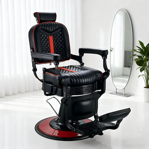 Ghế salon thủy lực da đen cổ điển, kiểu retro, dành cho nam, dùng để cạo râu, bán. - Product Image 1
