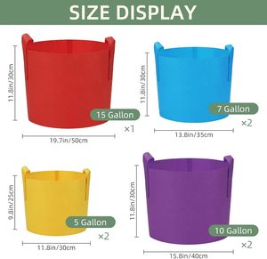 Sacs <span class=keywords><strong>de</strong></span> culture en feutre multicolores avec poignées, respirants et durables, écologiques, pour jardin intérieur et extérieur, capacité <span class=keywords><strong>de</strong></span> 10 gallons - Product Image 2