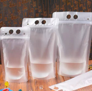 Borsa in piedi fredda e calda con cerniera trasparente per bevande riutilizzabili sacchetto di plastica per bevande in paglia - Product Image 6