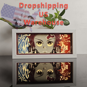 Demon <span class=keywords><strong>Slayer</strong></span> Magazzino USA Dropshipping Kpop Demon Hunter Lampada Intagliata in Carta 3D Light Box Decorazione da Tavolo Regalo di Natale - Product Image 1