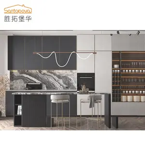 Nuevos catálogos de diseños buscar alto brillo de gabinete de cocina de madera de estilo chino moderno gabinetes de cocina de PVC con la isla - Product Image 1