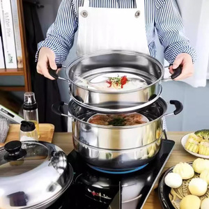 หม้อนึ่งสแตนเลสสองชั้นขนาดใหญ่ หม้อนึ่งไฟฟ้าสำหรับใช้ในครัวเรือน พร้อมฝาปิด สำหรับปรุงอาหาร - Product Image 1