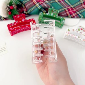 Simpatici fermagli per capelli quadrati natalizi stampini per donne pupazzo di neve con Clip per squali grandi accessori per capelli in plastica verniciata - Product Image 4
