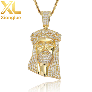 Collier pendentif Hip Hop de luxe, grand modèle Jésus, entièrement serti de zircons cubiques étincelants - Product Image 6