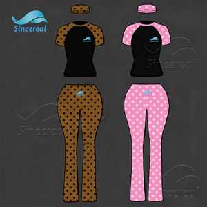 Vêtements Y2K pour femmes, ensemble de yoga en coton OEM avec logo personnalisé, ensemble de vêtements de détente, t-<span class=keywords><strong>shirt</strong></span> à manches courtes, ensemble de sport, ensemble deux pièces à pois - Product Image 1