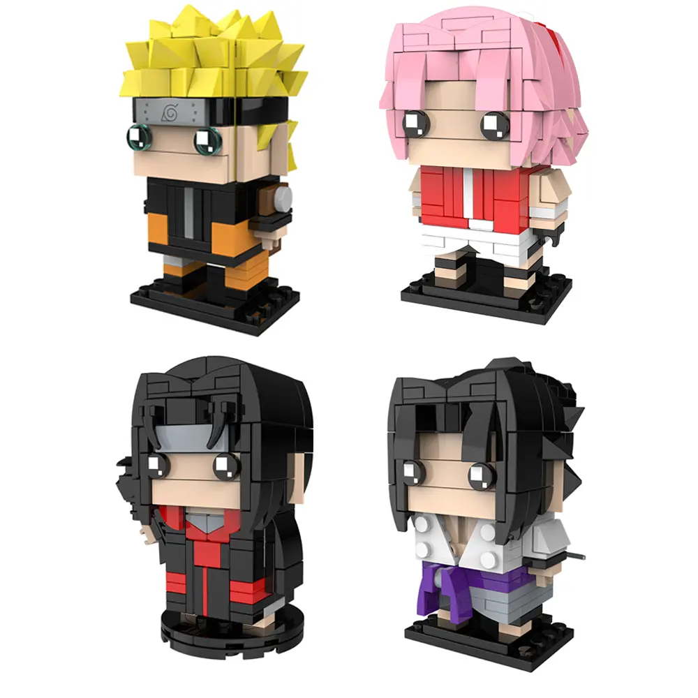 Narutoed character anime action Brick Head Figure blocks model building toys dolls Sasuke Sakura Itachi Brick Leaf Village