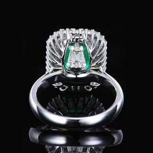 18K White Gold Rectangular Emerald <b>Ring</b> 5.15ct Natural Emerald 75 Pcs <b>Diamonds</b> Double Halo Women Jewelry Wedding Gemstone <b>Ring</b> - Product Image 2