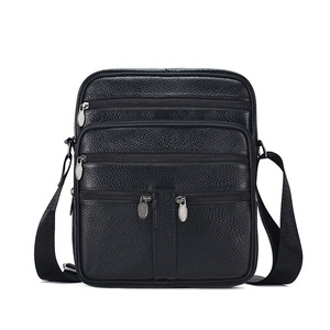 Men's Genuine Leather Crossbody Bag Large Capacity Adjustable <b>Strap</b> Durable Everyday Use - Product Image 3