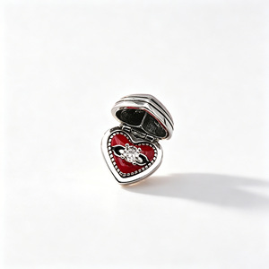 Breloques en émail argentées style <span class=keywords><strong>James</strong></span> Avery, œuf de Pâques rose et bleu, pendentif cœur rouge, pour la fabrication de bijoux DIY, bracelet, cadeau - Product Image 5