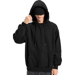 FOXA <b>Mens</b> Hoodie With Built In Eye Mask Multi Pockets Unisex <b>Pullover</b> Travel Hooded Sweatshirt Casual Wear - Product Image 1