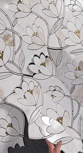 Mosaico de Mármol <span class=keywords><strong>Emperador</strong></span> Light en Forma de Abanico para Revestimiento de Paredes de Baño y Pisos, Mosaico de Mármol <span class=keywords><strong>Emperador</strong></span> Light en Forma de Escamas de Pescado - Product Image 6
