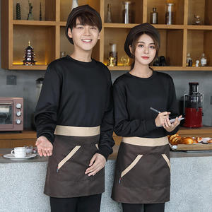 Unisex Fleece Lined Crew Neck Workwear Long Sleeve <b>Apron</b> Set For Restaurant Bar Uniforms - Product Image 1