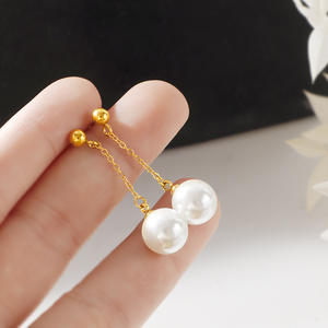 Boucles d'oreilles pendantes longues YiwuDAICY en acier inoxydable avec perles, design élégant et amincissant pour femmes et jeunes filles, nouvelle collection tendance - Product Image 6