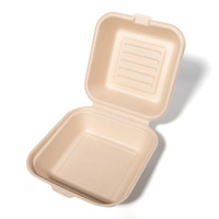 KUAIMA Boîtes à hamburger biodégradables en pulpe de canne à sucre Conteneur à gâteaux à emporter en bagasse écologique Emballage alimentaire jetable personnalisé