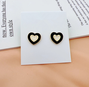 Yêu cầu cho TB catalogo thép không gỉ Bông tai Studs TB đồ trang sức đẹp Quà Tặng thời trang sinh nhật trái tim màu đen rỗng men bán buôn - Product Image 1