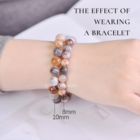 Bracelet en pierre naturelle motif pluie de fleurs, perles de pierres précieuses à motifs naturels, bijou polyvalent à la mode pour femme, cadeau d'anniversaire