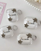 Étui pour écouteurs Leopard Star STARGIRL en TPU transparent peint aux UV, antichoc, avec porte-clés pour écouteurs sans fil R6