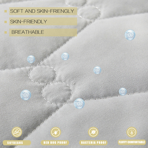 Funda de colchón impermeable de fábrica, <span class=keywords><strong>Protector</strong></span> de colchón transpirable acolchado, Sábana bajera ajustable de tela suave y acolchada gruesa - Product Image 6
