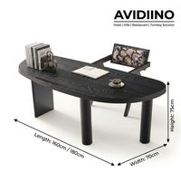 Bureau asymétrique de luxe Avidiino en olivier noir, style italien minimaliste, pour villa, studio haut de gamme, projet de designer