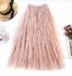 Ecowalson Mode Tutu Tüll Rock Frauen Langer Maxirock Frühling Sommer Koreanisch Schwarz Rosa Hohe Taille Falten rock Weiblich - Product Image 6