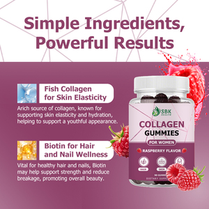 Premium Custom Collagen Gummies for Women Hair Growth Support <b>Gummy</b> <b>Candy</b> Raspberry Flavor Promote Skin Elasticity with Biotin - Product Image 4