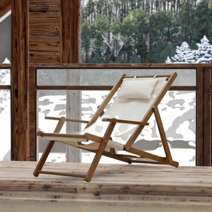 Silla de playa plegable moderna de madera maciza con asiento de tela cómodo, sillón reclinable portátil para exteriores para patio, balcón y camping - Product Image 3