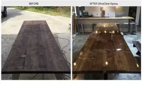 Tavolo centrale in resina epossidica trasparente trasparente River Epoxid per rivestimento da banco - Product Image 5