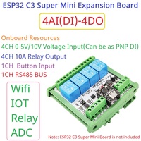 ESC3B04 DC 9V 12V 24V 10A 4AI-4DO 0-10V Input Analog ESP32 C3 Super Mini RS485 Relay Expansion Smart Home IOT Simple PLC