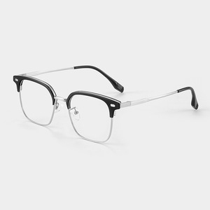 Monture de lunettes semi-cerclées Danyang Square 8090 avec protection anti-lumière bleue pour hommes, taille moyenne, verres PC, pont nasal standard - Product Image 1