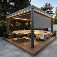 Kit de pergola à lames orientables en aluminium imperméable, gazebo extérieur à toit motorisé avec éclairage LED, prix usine