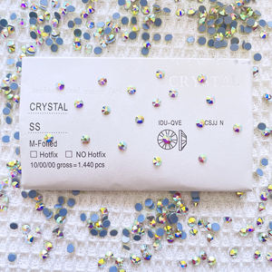 Оптовая продажа, высококачественные хрустальные стеклянные стразы, плоская спина, горячее фиксация, различные размеры, для блесток, рубашки - Product Image 4