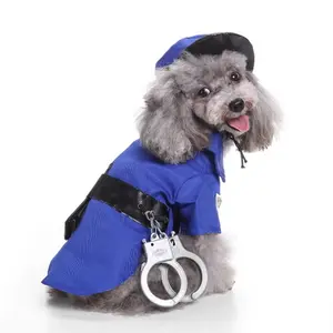 Nuevo diseño de ropa para mascotas, venta al por mayor, vestido de fiesta para mascotas, traje de policía, bonita ropa para perros