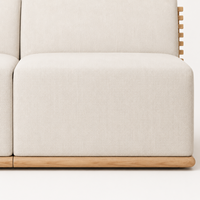 Canapé 3 places en tissu avec base en bois massif, coussin moderne minimaliste, sans accoudoirs, meubles de salon pour la maison