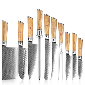 Coffrets de <span class=keywords><strong>couteaux</strong></span> de cuisine Grandsharp en acier Damas avec manche en bois d'olivier AUS10 : Couteau de chef, Santoku, utilitaire, éplucheur, à steak et de cuisine - Product Image 3