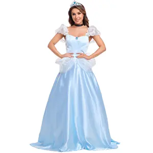 2023 Movie& Tv Girl Princess Cosplay Snow Costume Blue Delucse Dress Halloween For Carnival Party Costume