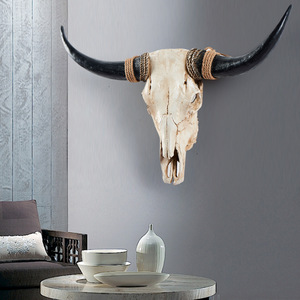 Contemporain rétro nordique occidental résine tête d'animal pendentif créatif taureau tenture murale pour la maison hôtel <span class=keywords><strong>Restaurant</strong></span> Bar fond - Product Image 2