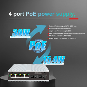 <span class=keywords><strong>Switch</strong></span> industriel PoE 4 ports avec gestion WEB, connecté à 2 ports SC, monomode, double fibre, résistant aux hautes températures - Product Image 4