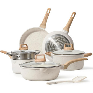Juego de Ollas y Sartenes Antiadherentes Blancas <span class=keywords><strong>para</strong></span> Cocina de Inducción, Incluye Olla <span class=keywords><strong>para</strong></span> Sopa y Sartén con Tapa de Acero <span class=keywords><strong>para</strong></span> Placas de Inducción - Product Image 2
