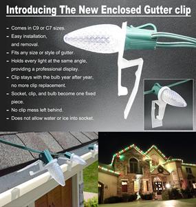 All-In-One Waterproof Battery Powered LED Plastic Clips Universal <strong>Gutter</strong> Shingle <strong>Hook</strong> for C7/C9 Mini Lights IP33 Rated - Product Image 5