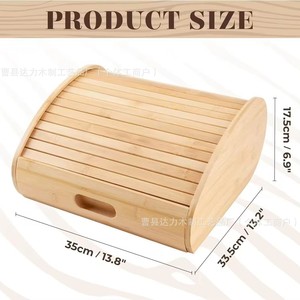 Bread <b>Box</b> Wooden <b>Storage</b> Container With <b>Drawer</b> Kitchen Bread Keeper Freshness Preservation Rectangle Shape - Product Image 5