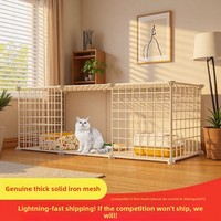 Cage à chat de luxe en fer massif, villa multi-niveaux, bac à litière, espace ouvert extra-large, durable, thermolaquée, pour intérieur, petite maison pour chat
