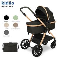 Poussette multifonctionnelle Kidilo, 3-en-1 réversible, haute vue, légère et pliable avec nacelle pour nouveau-né