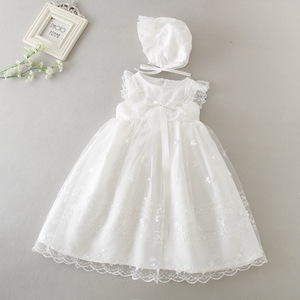 Nuevo Diseño Vestido de Bautizo Blanco de Encaje de Manga Corta Vintage para Bebé Niña - Product Image 2