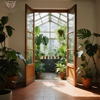 DEMEA porte d'entrée en verre en aluminium de Style rétro chinois pour cour jardin extérieur entrée principale rupture thermique appartement chambres