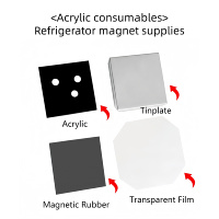 Kit de fabrication d'aimants de réfrigérateur carrés en métal manuel de 50*50 mm (2*2 pouces) avec 1000 ensembles de matériaux magnétiques DIY pour aimants de réfrigérateur