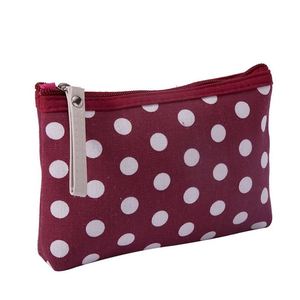 Classic Polka Dot Canvas Zipper Cosmetic Bag <b>for</b> Cards Keys Mobile Phone & <b>Makeup</b> <b>Storage</b> - Product Image 4