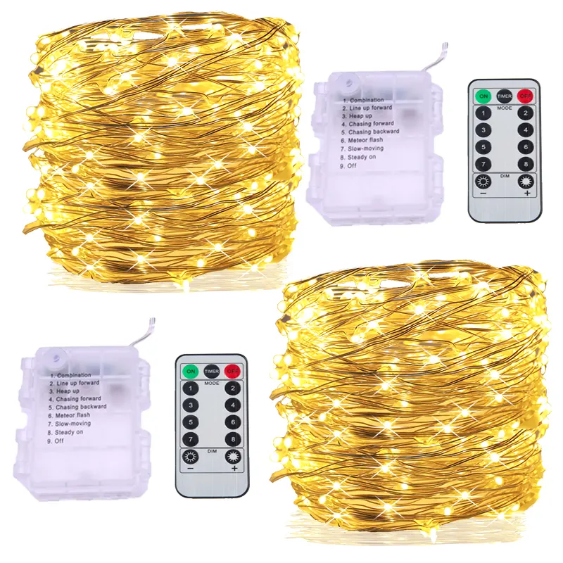 Battery mini 10 metre Decor DIY rice Firefly Battery powered Timer 5m 200m 100 LED Micro Silver Copper Wire String Fairy Light