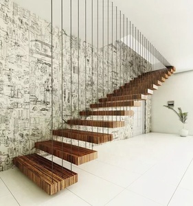 Escaleras Flotantes <span class=keywords><strong>de</strong></span> <span class=keywords><strong>Madera</strong></span> con Peldaños <span class=keywords><strong>de</strong></span> <span class=keywords><strong>Madera</strong></span> y Barandilla <span class=keywords><strong>de</strong></span> <span class=keywords><strong>Madera</strong></span>, Escaleras con Viga <span class=keywords><strong>de</strong></span> Acero Oculta <span class=keywords><strong>para</strong></span> Villas - Product Image 3