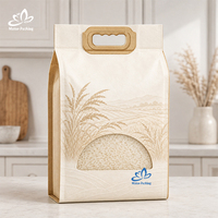Sac d'emballage pour riz 5 kg à soufflets latéraux haute barrière, personnalisé avec logo imprimé, sac pochette robuste de qualité alimentaire pour la vente en gros
