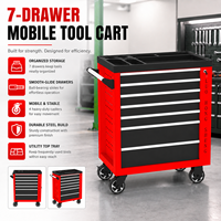 Coffre à outils en acier laminé à froid durable avec plateau de rangement supérieur, chariot à outils à 7 niveaux pour mécaniciens automobiles